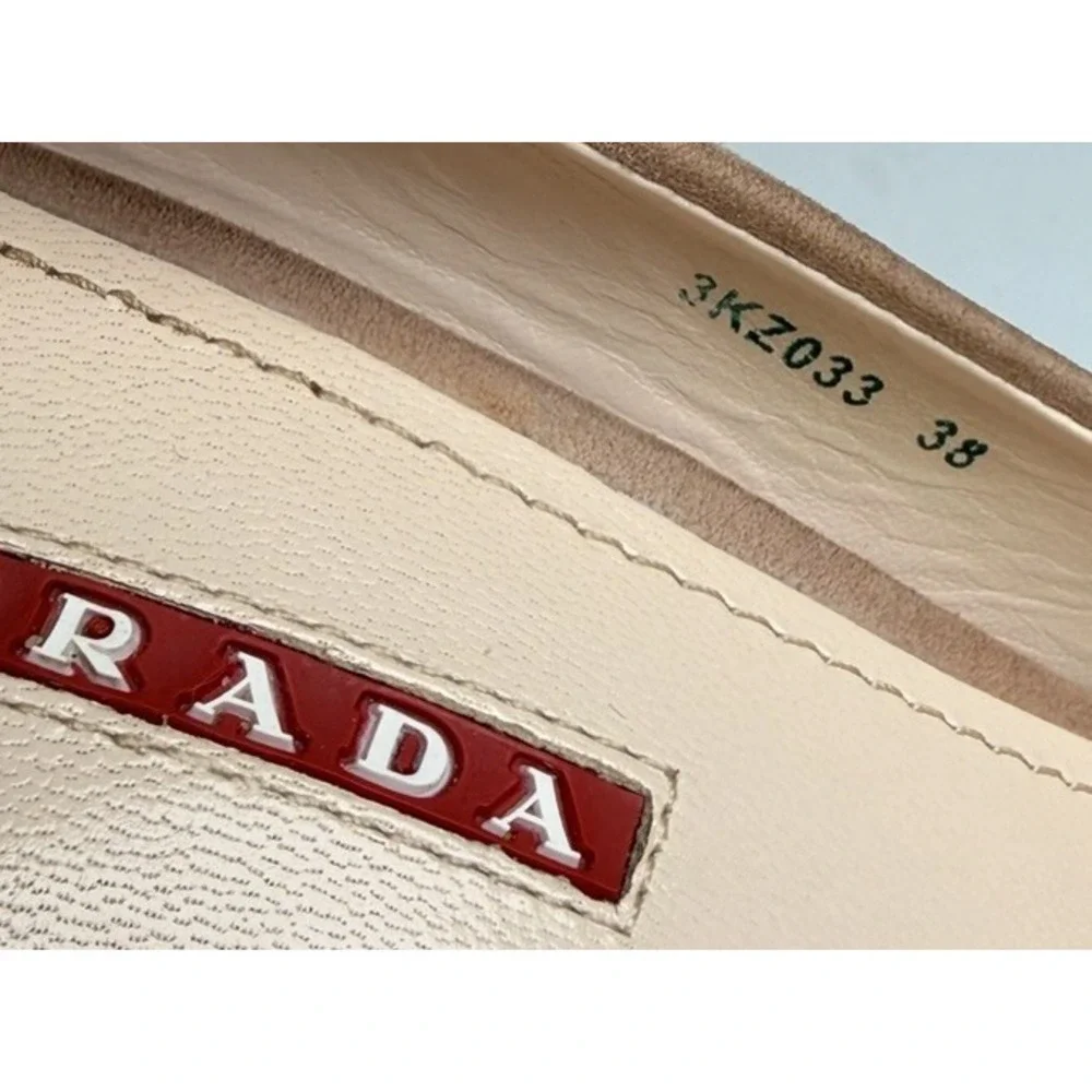 Authentic Prada 3KZ033 Nude Suede Cork Espadrille Wedge‎ Heels EU 38 US 7.5 8